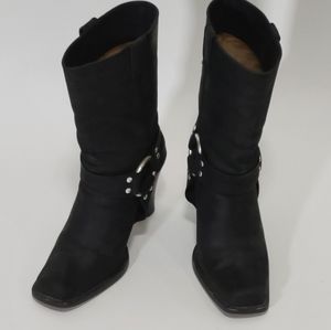 Michael Kors Frieda Black Leather Motorcycle Boots, black size 7.5, like new.